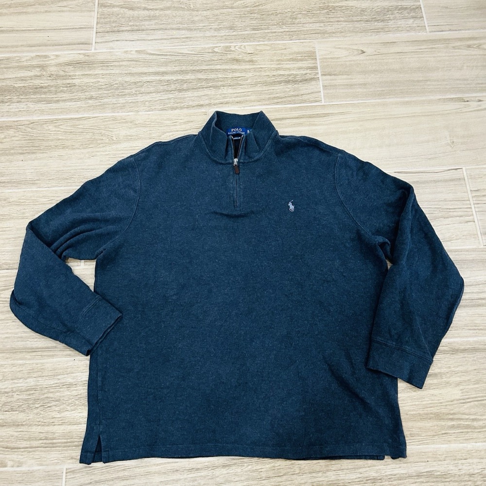 Polo Ralph Lauren 1/4 Zip Pullover Sweater Mens XL Dark Gray Estate Rib Pony